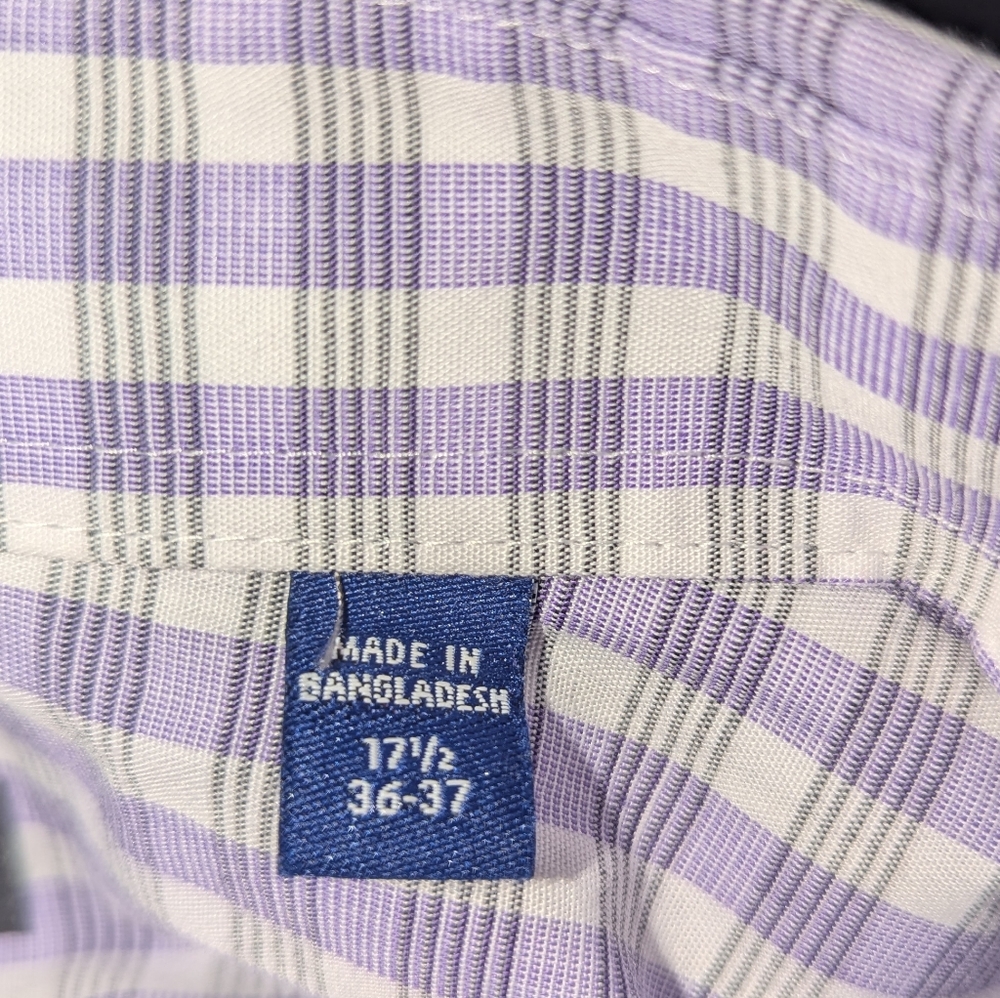 Kenneth Cole Men's Large Slim Fit Purple Plaid Long Sleeve Button Down Shirt - Picture 4 of 6